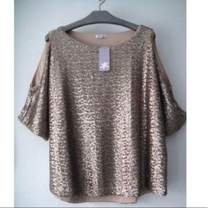NWOT Splendid Gold Sequin Top